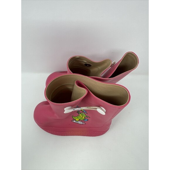 STRIDE RITE Kids Waterproof Rain Boots Toddler 8 Pink Dinosaur Water Poofs Vgt - Picture 2 of 10